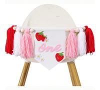 1 pièce Bannière de chaise haute pour le 1er anniversaire de fraise - Couronne florale à franges douce pour le premier anniversaire, bannière de chaise haute douce et sucrée, décoration douce pour le 