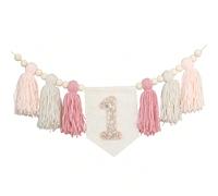 1 pièce Bannière de chaise haute rose, décoration de guirlande florale à franges scintillants pour la fête d'anniversaire de 1 an, Noël 18*17*4 cmAcrylique