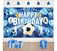1 pièce Bannière de fond de fête d'anniversaire de football, Bannière Happy Birthday de football bleu, Grand fond de photo de fête d'anniversaire de football, Accessoires de photobooth, Décoration de 
