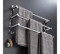 1 pièce Barre à serviettes en acier inoxydable 304 de qualité premium de 50 cm à 3 niveaux, porte-serviettes de salle de bain , porte-serviettes durable et porte-pantoufles adhésif pour salle de bain,