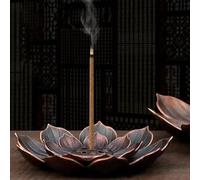 1 pièce Base de porte-encens en alliage mini de 2,20 pouces de diamètre avec motif de lotus poreux, support de brûleur à encens, cadeau pour anniversaire ou remise de diplôme Alliage de zinc