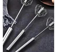 1 pièce Batteur à œufs rotatif semi-automatique, fouet en acier inoxydable, ustensile de cuisine, batteur à main, outil de cuisson maison, batteur à main pour crème et œufs, mélangeur de type presse p