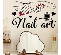 1 pièce Beau sticker mural de mains avec décalcomanies de nail art, convient pour la table de maquillage et le mur du miroir, décoration de la maison. Autocollant PVC amovible, stickers, décalcomanie 