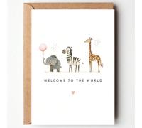 1 pièce Bienvenue dans le monde des nouveaux parents - Adorable design aquarelle d'animaux avec éléphant, zèbre et girafe - Cadeau amusant pour une baby shower ou un anniversaire, filles, garçons - Ca
