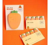 1 pièce Bloc-notes adhésif en forme de carotte, bloc-notes autocollant de dessin animé pour les étudiants, fournitures scolaires pour la rentrée A,BFruits & légumesPapetier