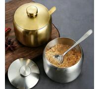 1 pièce, bocal à épices en acier inoxydable avec cuillère - pot créatif pour le glutamate monosodique pour le sel et le poivre - fournitures de cuisine pour le rangement et l'organisation des aliments