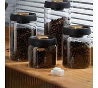 1 pièce Bocal de stockage sous vide en verre, boîte de rangement pour grains de café avec pompe à pression, bocal en verre borosilicaté de haute qualité pour aliments de cuisine, feuilles de thé, scel