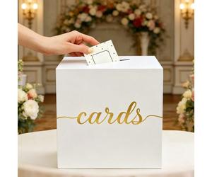 1 pièce Boîte à cartes design élégant blanc & or, boîte à cartes de mariage vintage avec fente, support de boîte à cadeaux en espèces de mariage, boîte à cartes de vœux de mariage, boîte de vote, boît