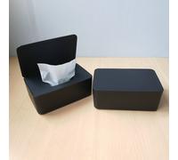 1 pièce Boîte à mouchoirs en matériau PP noir avec couvercle à bascule automatique, version de rangement standard et version améliorée avec clip, convient pour le salon, la salle à manger et la chambr