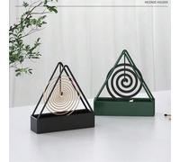 1 pièce Boîte à spirale anti-moustiques en métal/Plateau brûle-encens en bois de santal, matériau en alliage de fer triangulaire. Résistant aux flammes, résistant à la chaleur, support universel anti-