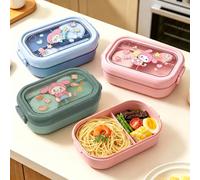 1 pièce Boîte bento avec cuillère et fourchette, boîte à lunch micro-ondes, sac à lunch isotherme, ensemble de conteneurs de stockage de nourriture à compartiments LettresPolypropylène