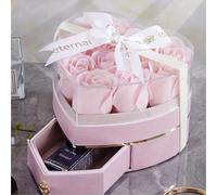 1 pièce Boîte-cadeau en forme de cœur avec rose éternelle, convient pour collier, bague, bijoux, rouge à lèvres, cadeau romantique pour la Saint-Valentin, anniversaire, fête Bleu royal,RosePapetier