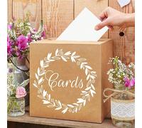 1 pièce Boîte de carte en papier kraft élégante, design en feuille d'or, parfaite pour les cadeaux de mariage, les fêtes, les boîtes à argent de mariage, les cadeaux, les anniversaires, les fêtes d'an