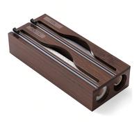 1 pièce Boîte de distribution en bambou 33,2 * 14 * 7 cm, boîte de rangement pour papier aluminium et film étirable avec 2 coupe-films, forme rectangulaire naturelle, idéale pour couper le film étirab