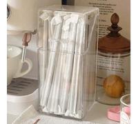 1 pièce Boîte de rangement anti-poussière pour pailles, porte-stylo en acrylique transparent, tube à pinceaux de maquillage avec couvercle, boîte de rangement pour capsules de café et sachets de thé a