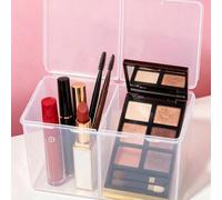 1 pièce Boîte de rangement cosmétique portable et transparente pour tampons de coton, organisateur de rangement pour salle de bain, voyage, coiffeuse, bureau, gain de place, anti-poussière, empilable,