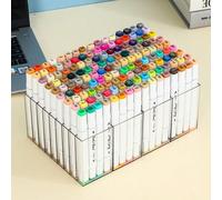 1 pièce Boîte de rangement de bureau multifonction transparente, organisateur de compartiment pour stylos aquarelle, support pour pinceaux de maquillage, 18 compartiments indépendants, peut ranger 72