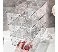 1 pièce Boîte de rangement de maquillage de luxe légère et transparente pour le bureau, panier empilable, organisateur pour les produits de soins de la peau, les masques de beauté, étui en plastique a
