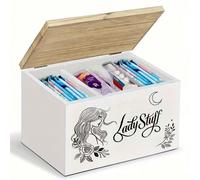 1 pièce Boîte de rangement en bois avec 2 compartiments séparés pour les produits sanitaires et les mouchoirs pour femmes | Organisateur de chambre ou de salle de bain avec 2 diviseurs, support discre