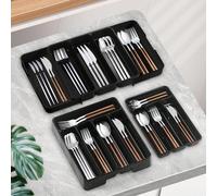 1 pièce Boîte de rangement plate et extensible pour couverts, grande taille avec couvercle, fabriquée en plastique PP, convient pour la table de cuisine, le tiroir du meuble, le classement des ustensi