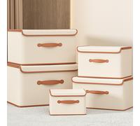 1 pièce Boîte de rangement pliable beige, organisateur de séparation de garde-robe, boîte de rangement pour sous-vêtements, boîte de rangement avec couvercle, boîte de rangement grande capacité, artic