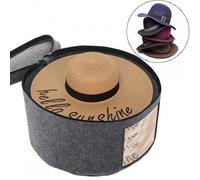 1 pièce Boîte de rangement pliable ronde pour chapeaux, organisateur de chapeaux empilable anti-poussière, boîte de transport portable pour chapeaux de cowboy, étui de voyage gris pour chapeaux pour a