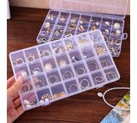 1 pièce Boîte de rangement pour bijoux en plastique transparent avec séparateurs amovibles, étui organisateur multi-grilles avec couvercle sécurisé, conteneur portable pour perles et artisanat pour bo