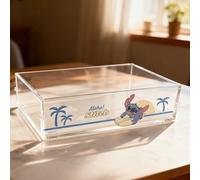 1 pièce Boîte de rangement transparente empilable moyenne MINISO Disney Stitch, facile à nettoyer, gain d'espace empilable et modulable, boîte de rangement multifonctionnelle pour bureau, dortoir et b