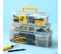 1 pièce Boîte de rangement transparente multifonctionnelle avec poignée jaune, deux versions : sans séparateurs intérieurs / avec 6 compartiments amovibles, organisateur anti-poussière pour cartes à c