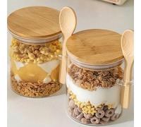 1 pièce Boîte hermétique en plastique, bocal à épices, tasse à avoine, tasse à salade, boîte à avoine avec couvercle et cuillère - Convient pour les graines de chia, le yaourt, le pudding, la salade, 