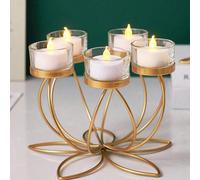 1 pièce Bougeoir en fer métallique à plusieurs têtes, candélabre de centre de table romantique pour dîner aux chandelles, mariage, anniversaire, fête, festival d'automne et d'hiver effrayant, décorati