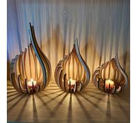 1 pièce Bougeoir en forme de fleur de lotus en bois fait main, décoration de bureau à la maison, convient pour mariage, salon, anniversaire, cadeau de fête L,M,S,XL,2XL améliorébois