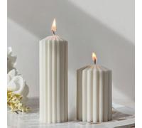 1 pièce Bougie à la cire d'abeille et à la cire de soja, design de colonne rayée à mèche unique, aromathérapie sans fumée, longue durée pour la décoration de la maison, l'encens, la chambre à coucher,
