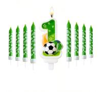 1 pièce Bougie chiffre de décoration de gâteau mignon de football vert pour anniversaire, 0-9, fête, anniversaire, bougie de célébration Numéro 0,Numéro 1,Numéro 2,Numéro 3,Numéro 4,Numéro 5,Numéro 6,