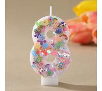 1 pièce Bougie d'anniversaire à chiffres 0-9 mélangée de 10 couleurs pailletées, style créatif nouveau, convient à tous les âges, pour la décoration de gâteau, table de dessert, célébration d'annivers