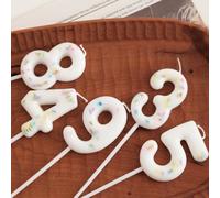1 pièce Bougie d'anniversaire asymétrique à motif blanc numéroté de 0 à 9 pour décoration de gâteau 7,5,9,2,3,4,6,8,1,0Cire