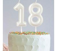 1 pièce Bougie d'anniversaire blanche nacrée de 6 cm de hauteur, bougie d'anniversaire peinte à la main avec chiffres 0-9, décoration de gâteau d'anniversaire, décoration de fête d'anniversaire, convi