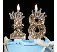 1 pièce Bougie d'anniversaire élégante avec nœud papillon de princesse et couronne scintillante en guise de décoration de gâteau - Bougie numéro dorée convenant pour l'anniversaire des filles, les mar