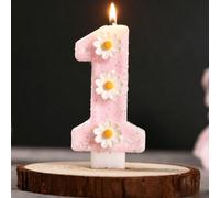 1 pièce Bougie d'anniversaire en forme de chiffre, 3 pièces Bougies de gâteau créatives en forme de fleur, Décoration de gâteau rose, Convient pour les fêtes de vacances, les fêtes à thème et les célé