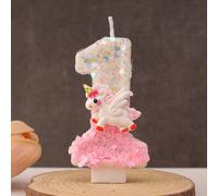 1 pièce Bougie d'anniversaire en forme de licorne rose arc-en-ciel, décoration de gâteau à paillettes, convient pour les célébrations d'anniversaire des filles et des femmes Licorne rose 1,Licorne ros