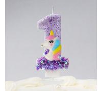 1 pièce Bougie d'anniversaire licorne violette, bougie de gâteau chiffre 1 pailletée avec sequins, convient pour la célébration d'anniversaire des filles et des femmes Licorne violette 4,Licorne viole