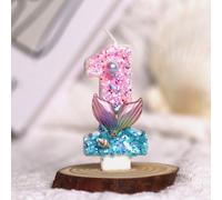 1 pièce Bougie d'anniversaire numérique, bougie de qualité supérieure avec un motif élégant de queue de poisson, chiffres de 0 à 9, idéale pour les fêtes romantiques, également adaptée pour les gâteau