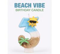 1 pièce Bougie d'anniversaire numéro 0-9 thème plage océan, style créatif nouveau, thème plage d'été, convient pour la décoration de gâteau, table de dessert, bougie de célébration d'anniversaire de f