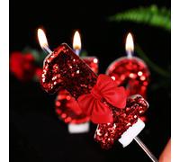 1 pièce Bougie d'anniversaire numérotée avec nœud rouge DIY, décoration de gâteau 0-9, accessoire de fête - Fournitures de fête romantique pour fête de célibataires, anniversaire, cérémonie de remise 
