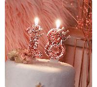 1 pièce Bougie d'anniversaire numérotée en or rose métallisé 0-9, décoration de gâteau de fête romantique avec numéro préféré, bougie de gâteau pour fête d'anniversaire, de fête des vacances, chiffre 