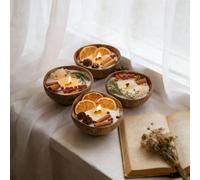 1 pièce Bougie d'aromathérapie artisanale en coquille de noix de coco naturelle - Cire de soja, parfum longue durée, parfait pour la décoration de la maison, le spa, le yoga, les cadeaux de fête et de