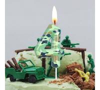 1 pièce Bougie de décoration de gâteau avec le numéro 0-9 sur le thème du camouflage pour anniversaire/anniversaire/fête de remise des diplômes pour les amateurs de chasse/camping, Noël 7,5,9,2,3,4,6,