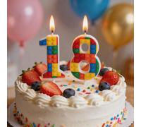 1 pièce Bougie de décoration de gâteau créative et colorée en forme de bloc de construction à pois 0-9, bougie à planter pour fête d'anniversaire et pâtisserie Cire