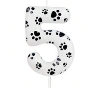 1 pièce Bougie de décoration pour gâteau d'anniversaire avec motif en forme de patte de chat numéros 0-9, thème animal de compagnie, Noël 7,5,9,2,3,4,6,8,1,0Cire