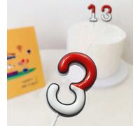 1 pièce Bougie de gâteau numérotée 0-9 mignonne, rouge et blanche, convient pour l'anniversaire, l'anniversaire, le sac cadeau, la fête d'anniversaire, la décoration de cupcake, l'assiette de fête d'a